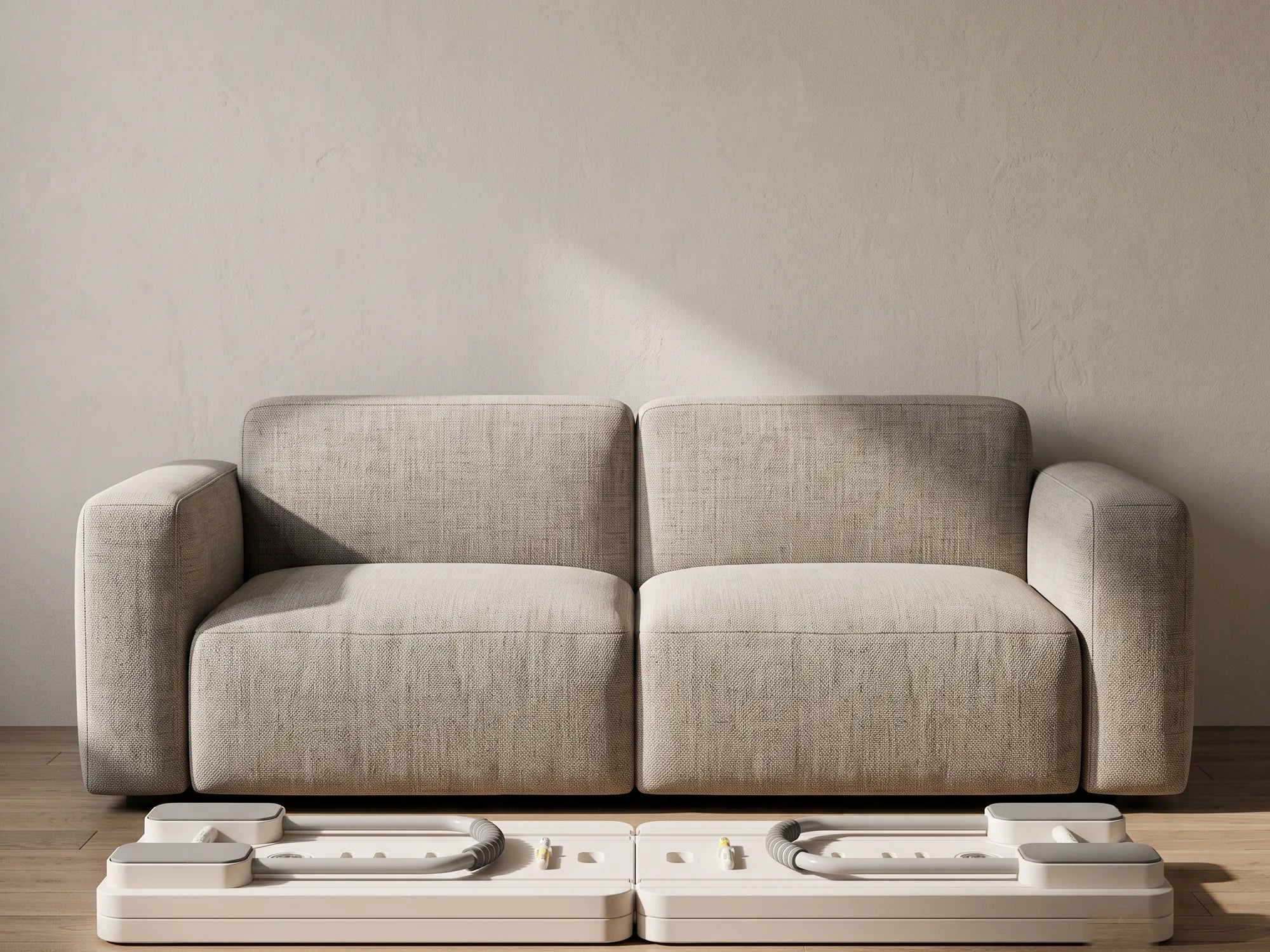 Carriage beside a two seat sofa to show scale