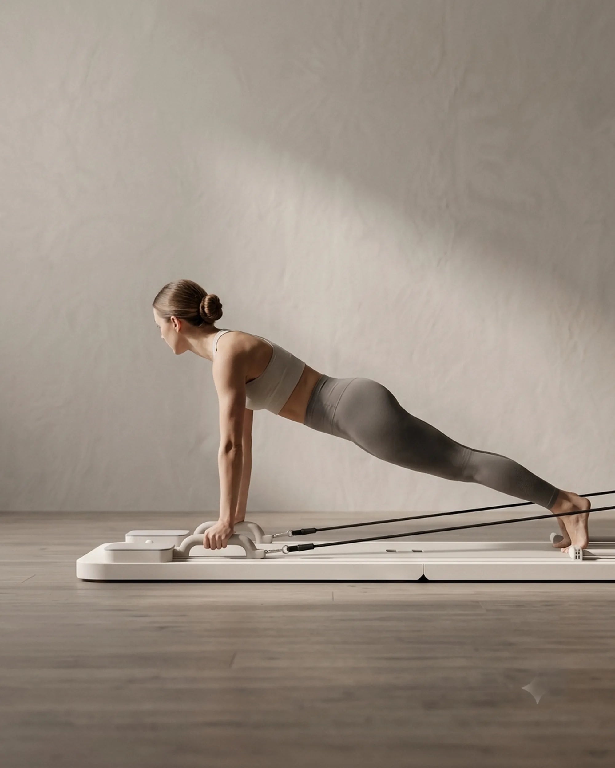 Plank pull on Carriage, hands on the handles